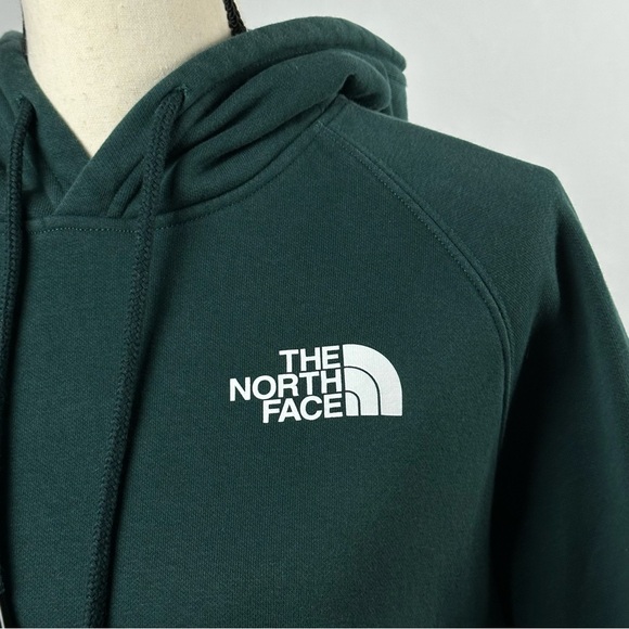 NORTH FACE forest green hoodie w/ white logo - size large - Picture 2 of 6